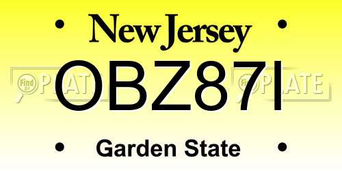 OBZ87I New Jersey License Plate