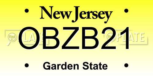 OBZB21 New Jersey License Plate