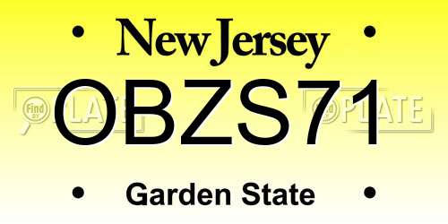 OBZS71 New Jersey License Plate