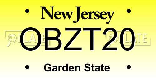 OBZT20 New Jersey License Plate