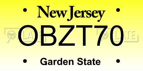 OBZT70 New Jersey License Plate