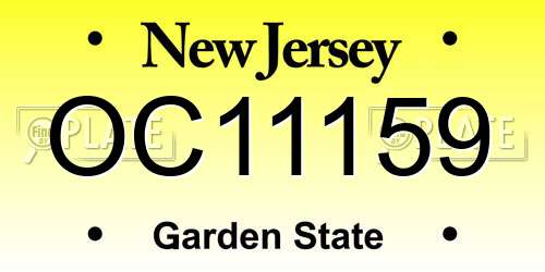 OC11159 New Jersey License Plate