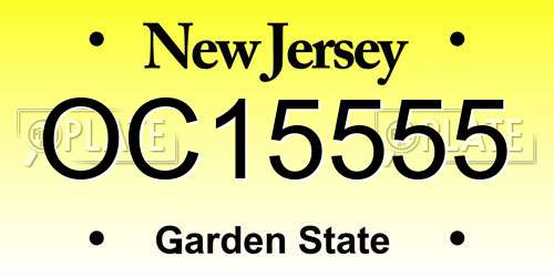 OC15555 New Jersey License Plate