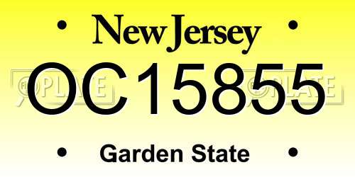 OC15855 New Jersey License Plate