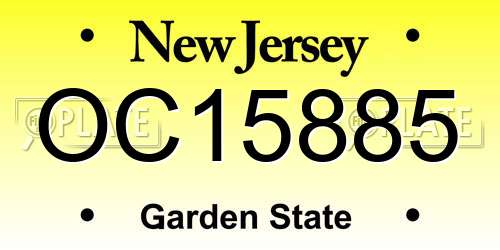 OC15885 New Jersey License Plate