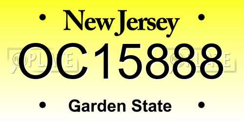 OC15888 New Jersey License Plate