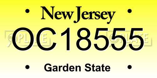 OC18555 New Jersey License Plate