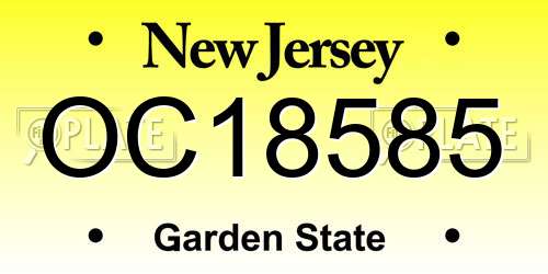 OC18585 New Jersey License Plate