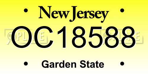 OC18588 New Jersey License Plate