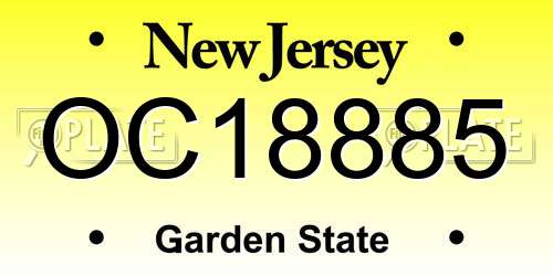 OC18885 New Jersey License Plate