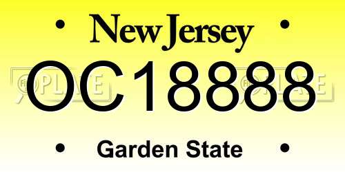 OC18888 New Jersey License Plate