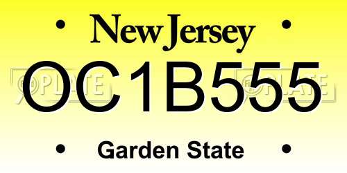 OC1B555 New Jersey License Plate