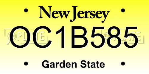 OC1B585 New Jersey License Plate