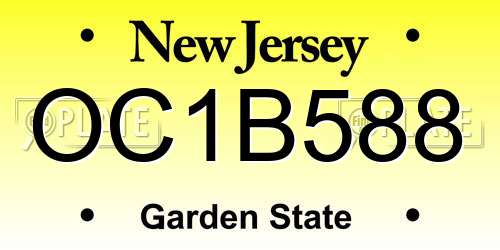 OC1B588 New Jersey License Plate