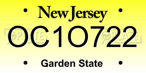 OC1O722 New Jersey License Plate