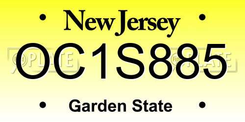OC1S885 New Jersey License Plate