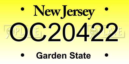 OC20422 New Jersey License Plate