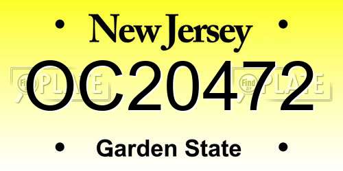 OC20472 New Jersey License Plate