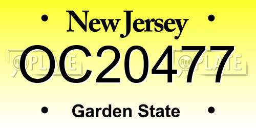 OC20477 New Jersey License Plate