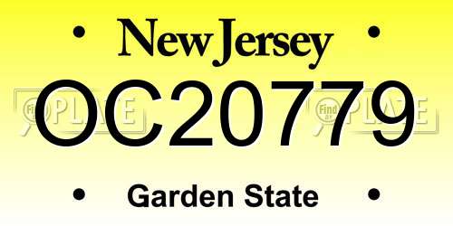 OC20779 New Jersey License Plate