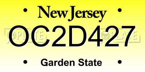 OC2D427 New Jersey License Plate