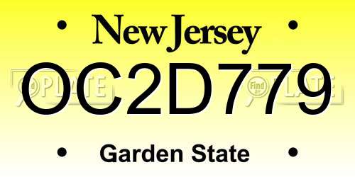 OC2D779 New Jersey License Plate
