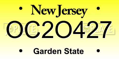 OC2O427 New Jersey License Plate