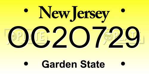 OC2O729 New Jersey License Plate