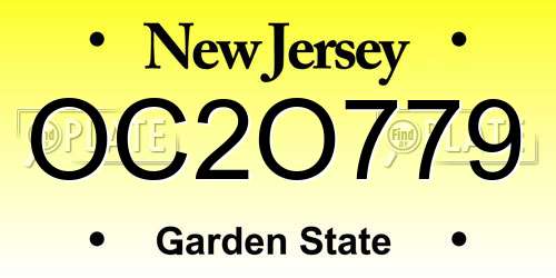 OC2O779 New Jersey License Plate