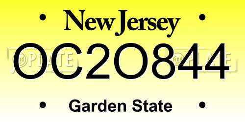 OC2O844 New Jersey License Plate