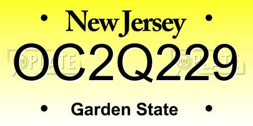 OC2Q229 New Jersey License Plate
