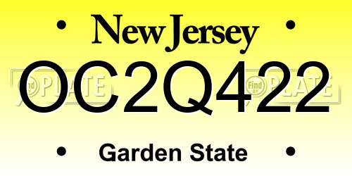OC2Q422 New Jersey License Plate