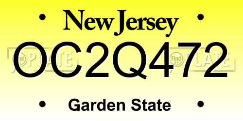 OC2Q472 New Jersey License Plate