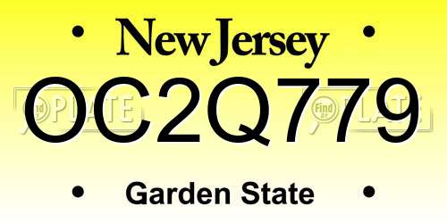 OC2Q779 New Jersey License Plate