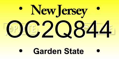 OC2Q844 New Jersey License Plate