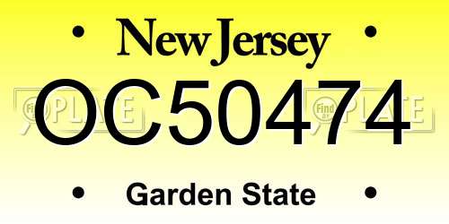 OC50474 New Jersey License Plate