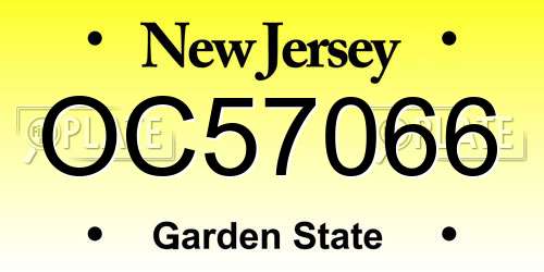OC57066 New Jersey License Plate