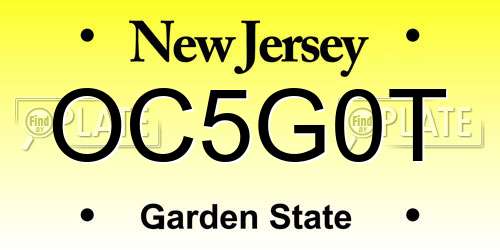 OC5G0T New Jersey License Plate