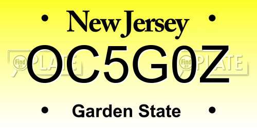 OC5G0Z New Jersey License Plate
