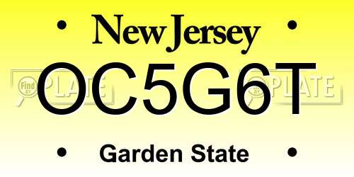 OC5G6T New Jersey License Plate
