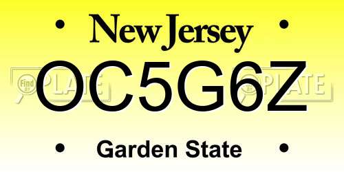 OC5G6Z New Jersey License Plate