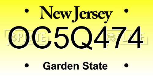 OC5Q474 New Jersey License Plate