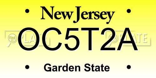 OC5T2A New Jersey License Plate