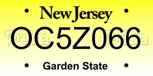 OC5Z066 New Jersey License Plate