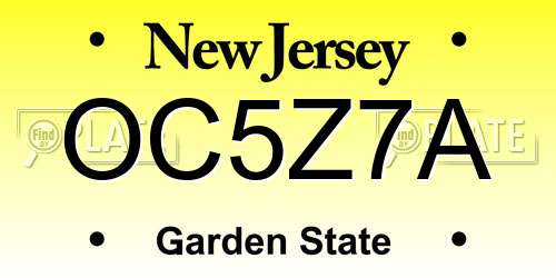OC5Z7A New Jersey License Plate