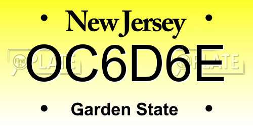 OC6D6E New Jersey License Plate