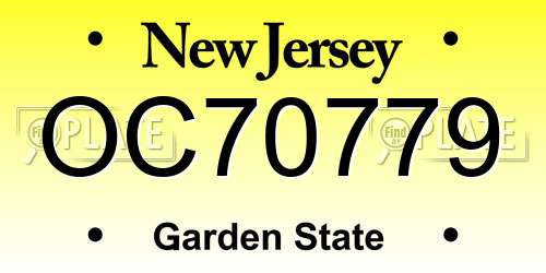 OC70779 New Jersey License Plate