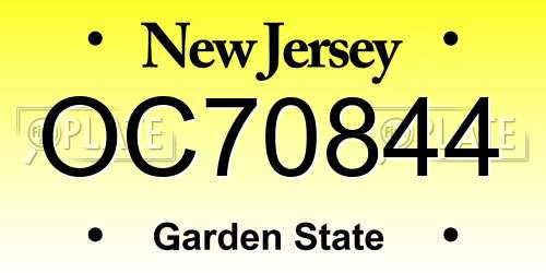 OC70844 New Jersey License Plate