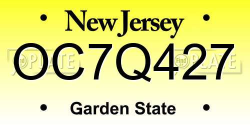 OC7Q427 New Jersey License Plate