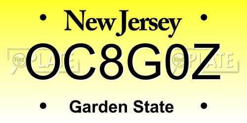 OC8G0Z New Jersey License Plate